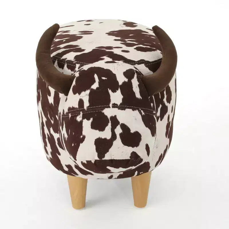 GDFStudio Moria Modern Rubber Wood Velvet Cow Ottoman