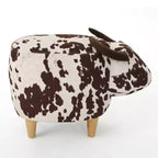 GDFStudio Moria Modern Rubber Wood Velvet Cow Ottoman