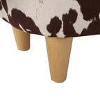 GDFStudio Moria Modern Rubber Wood Velvet Cow Ottoman