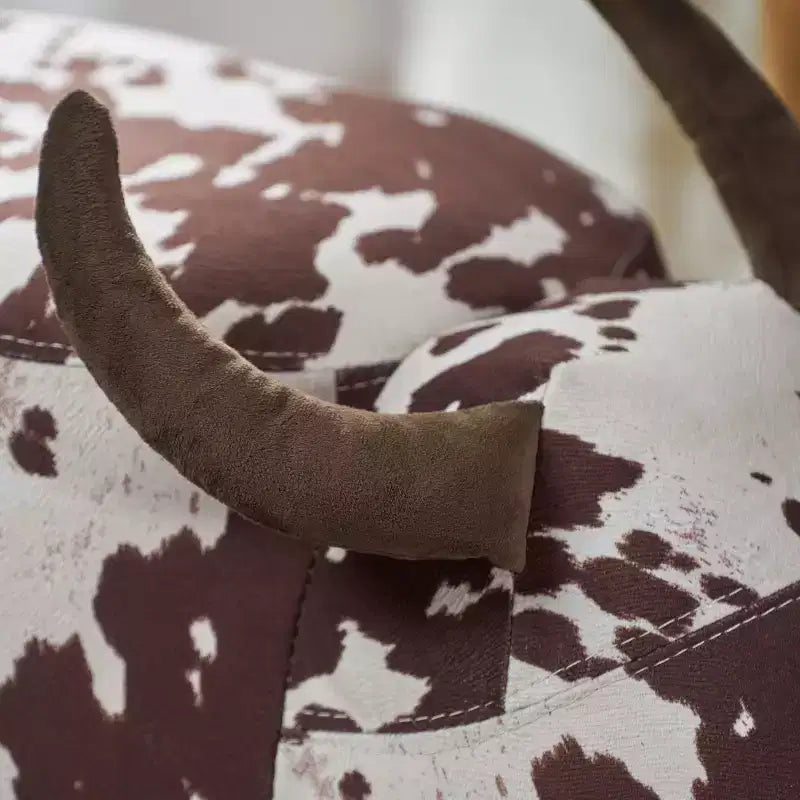 GDFStudio Moria Modern Rubber Wood Velvet Cow Ottoman
