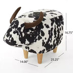 GDFStudio Moria Modern Rubber Wood Velvet Cow Ottoman