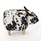 GDFStudio Moria Modern Rubber Wood Velvet Cow Ottoman