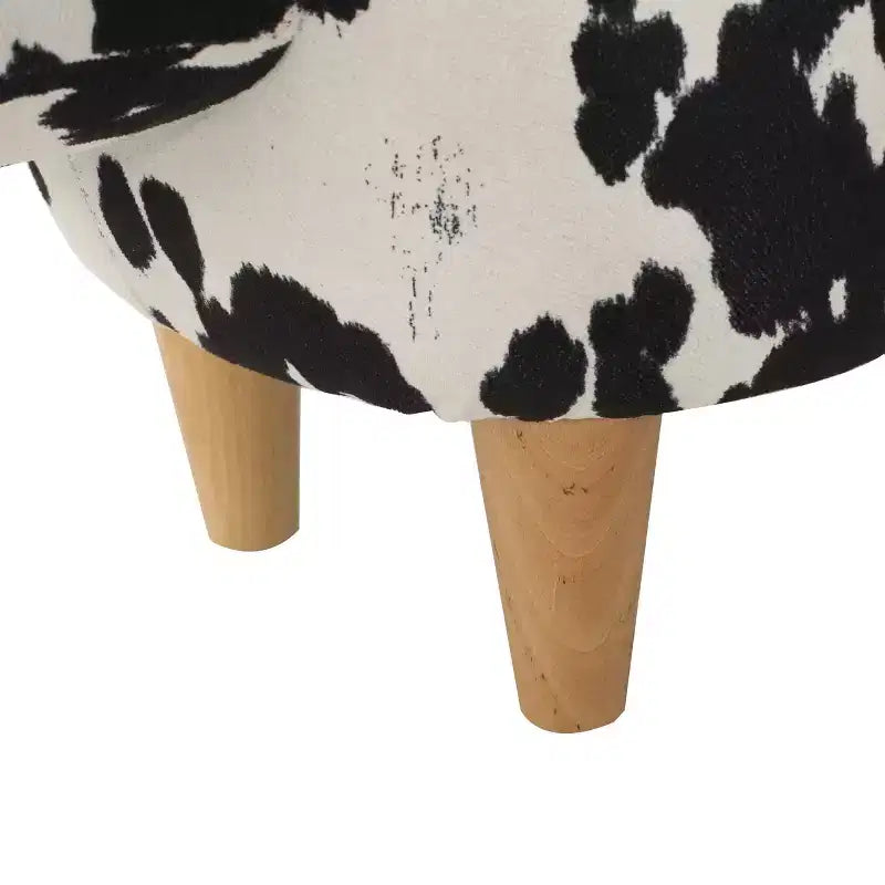 GDFStudio Moria Modern Rubber Wood Velvet Cow Ottoman