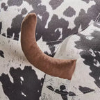 GDFStudio Moria Modern Rubber Wood Velvet Cow Ottoman