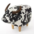 GDFStudio Moria Modern Rubber Wood Velvet Cow Ottoman