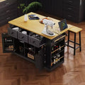 Kitchen Island with Drop Leaf, Power Outlet, Door Storage, Rolling Cart on 5 Wheels with 5 Open Side Racks for Kitchen & Dining Room.