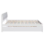Whisen Modern Twin Bed Frame For White High Gloss Headboard and Footboard with Trundle or Drawers, Space-Saving Design