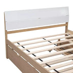 Whisen Modern Twin Bed Frame For White High Gloss Headboard and Footboard with Trundle or Drawers, Space-Saving Design
