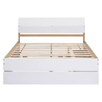 Whisen Modern Twin Bed Frame For White High Gloss Headboard and Footboard with Trundle or Drawers, Space-Saving Design