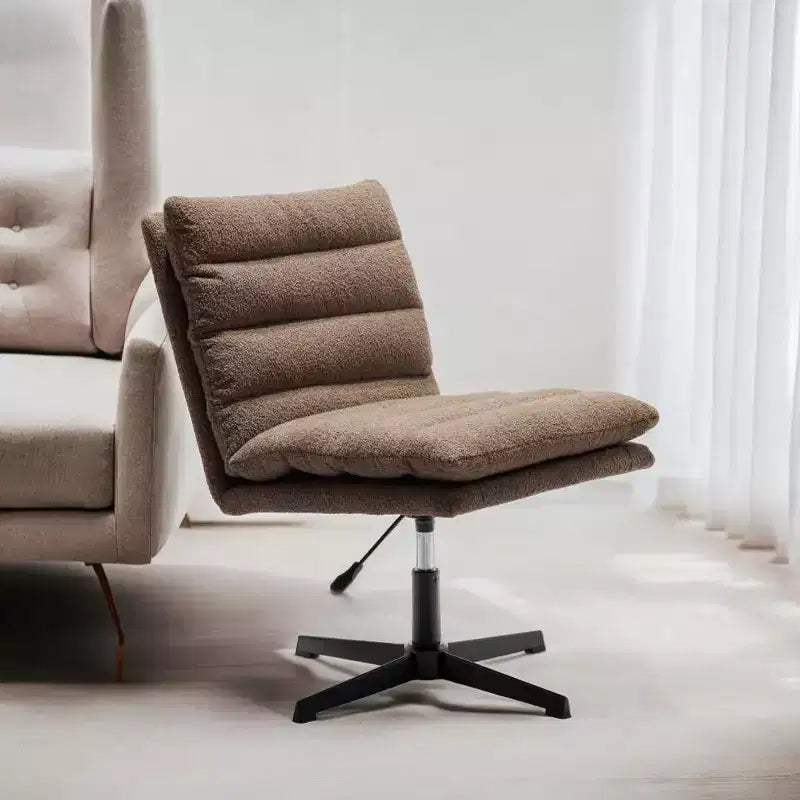 Zeus & Ruta 22.83 in.W Swivel Accent Chair Cross Legged Office Chair with Adjustable Armless