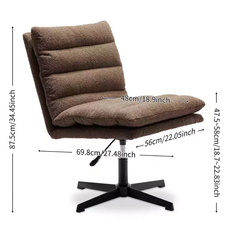 Zeus & Ruta 22.83 in.W Swivel Accent Chair Cross Legged Office Chair with Adjustable Armless