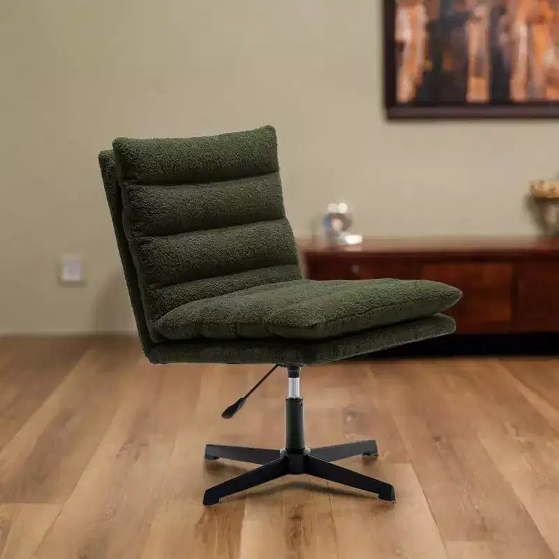 Zeus & Ruta 22.83 in.W Swivel Accent Chair Cross Legged Office Chair with Adjustable Armless