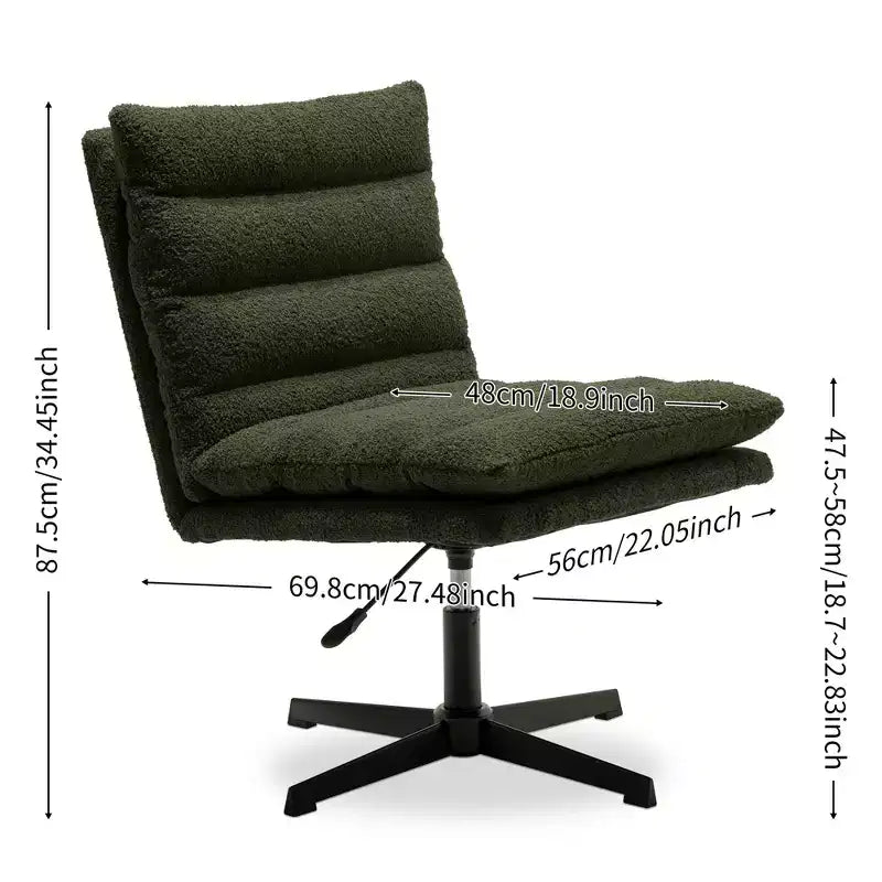 Zeus & Ruta 22.83 in.W Swivel Accent Chair Cross Legged Office Chair with Adjustable Armless