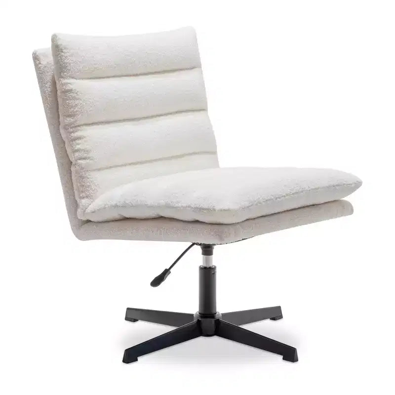 Zeus & Ruta 22.83 in.W Swivel Accent Chair Cross Legged Office Chair with Adjustable Armless