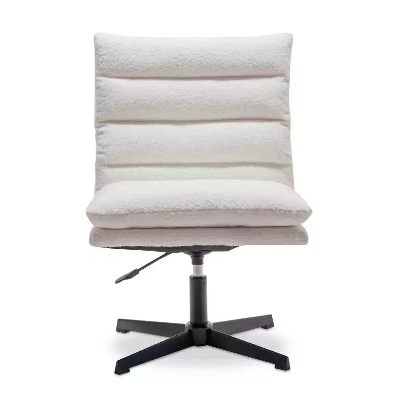 Zeus & Ruta 22.83 in.W Swivel Accent Chair Cross Legged Office Chair with Adjustable Armless