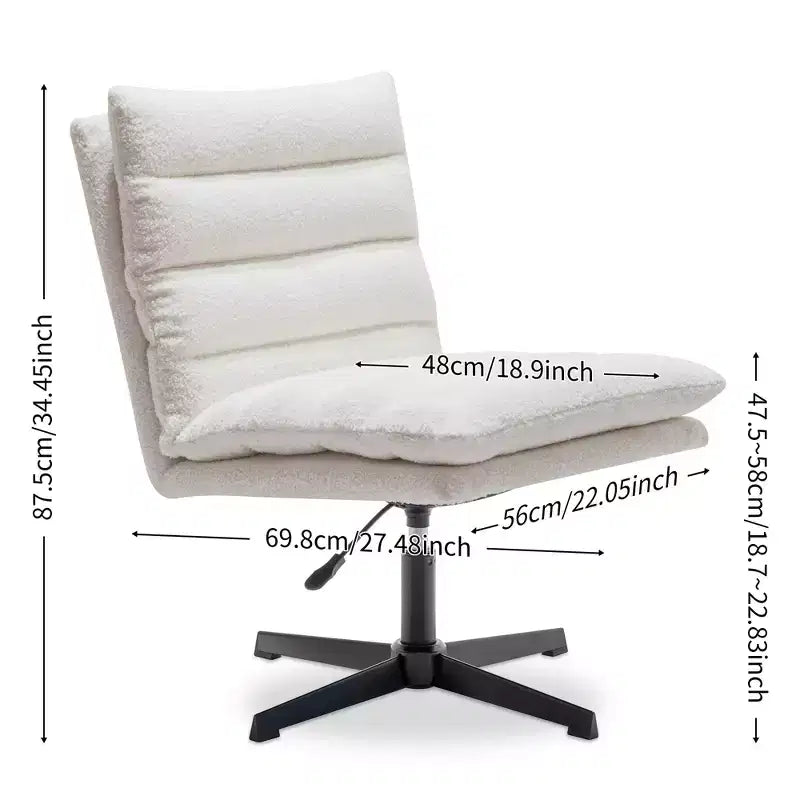 Zeus & Ruta 22.83 in.W Swivel Accent Chair Cross Legged Office Chair with Adjustable Armless