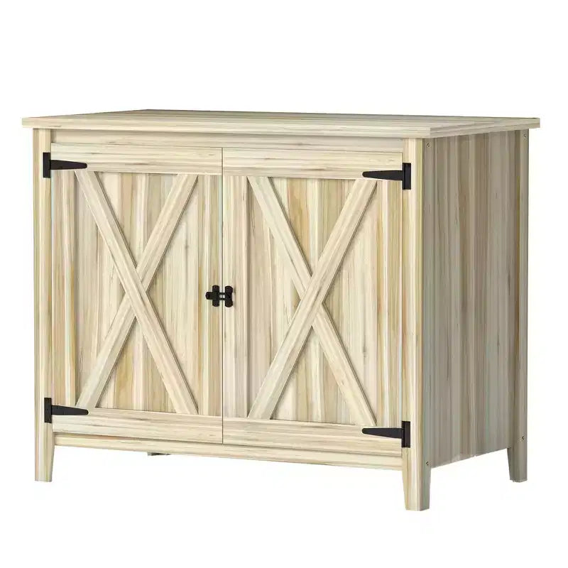 Outsunny Wood Outdoor Storage Cabinet, Compact Garden Shed Potting Shed with Shelf and Double Doors