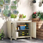 Outsunny Wood Outdoor Storage Cabinet, Compact Garden Shed Potting Shed with Shelf and Double Doors