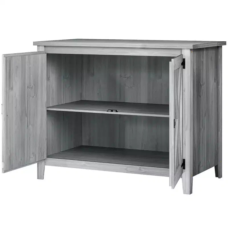 Outsunny Wood Outdoor Storage Cabinet, Compact Garden Shed Potting Shed with Shelf and Double Doors