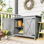 Outsunny Wood Outdoor Storage Cabinet, Compact Garden Shed Potting Shed with Shelf and Double Doors
