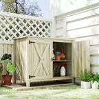 Outsunny Wood Outdoor Storage Cabinet, Compact Garden Shed Potting Shed with Shelf and Double Doors
