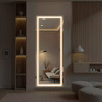 LED Aluminum Frameless Silver Full-Body Mirror with Round Corners