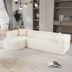 Modern L-shaped sectional sofa with sponge filling, elegant curve, chenille fabric, 2 pillows, for LR/Study.