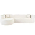 Modern L-shaped sectional sofa with sponge filling, elegant curve, chenille fabric, 2 pillows, for LR/Study.