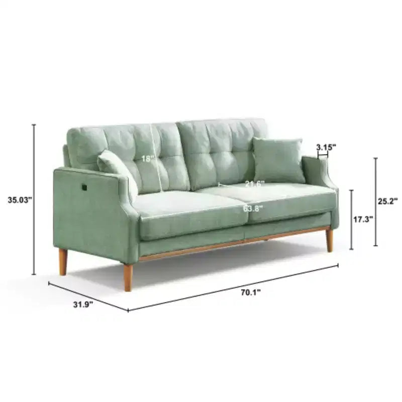 Waterproof Fabric 3-Seater Sofa Equipped with USB Charging Port