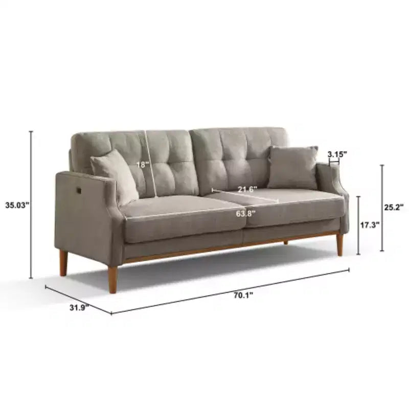 Waterproof Fabric 3-Seater Sofa Equipped with USB Charging Port