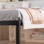 Twin size heavy metal bedstead, with strong steel plate support, does not need box spring