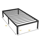 Twin size heavy metal bedstead, with strong steel plate support, does not need box spring