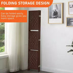 FDW Versatile 4/6 Panel Folding Room Divider Screen Divider Wooden Screen Folding Portable Partition with Built-in Shelves Stylish