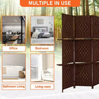 FDW Versatile 4/6 Panel Folding Room Divider Screen Divider Wooden Screen Folding Portable Partition with Built-in Shelves Stylish
