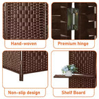 FDW Versatile 4/6 Panel Folding Room Divider Screen Divider Wooden Screen Folding Portable Partition with Built-in Shelves Stylish