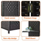 FDW Versatile 4/6 Panel Folding Room Divider Screen Divider Wooden Screen Folding Portable Partition with Built-in Shelves Stylish