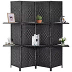 FDW Versatile 4/6 Panel Folding Room Divider Screen Divider Wooden Screen Folding Portable Partition with Built-in Shelves Stylish
