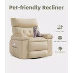 Recliner Chair, Electric Rocker Swivel USB Charger for Adults, with Vibrating Massage and Heating, for Living Room, Bedroom