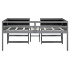 Whisen 78''L*39''W Twin Size Low Loft Bed with Two Movable Shelves and Ladder,with Decorative Guardrail Chalkboard