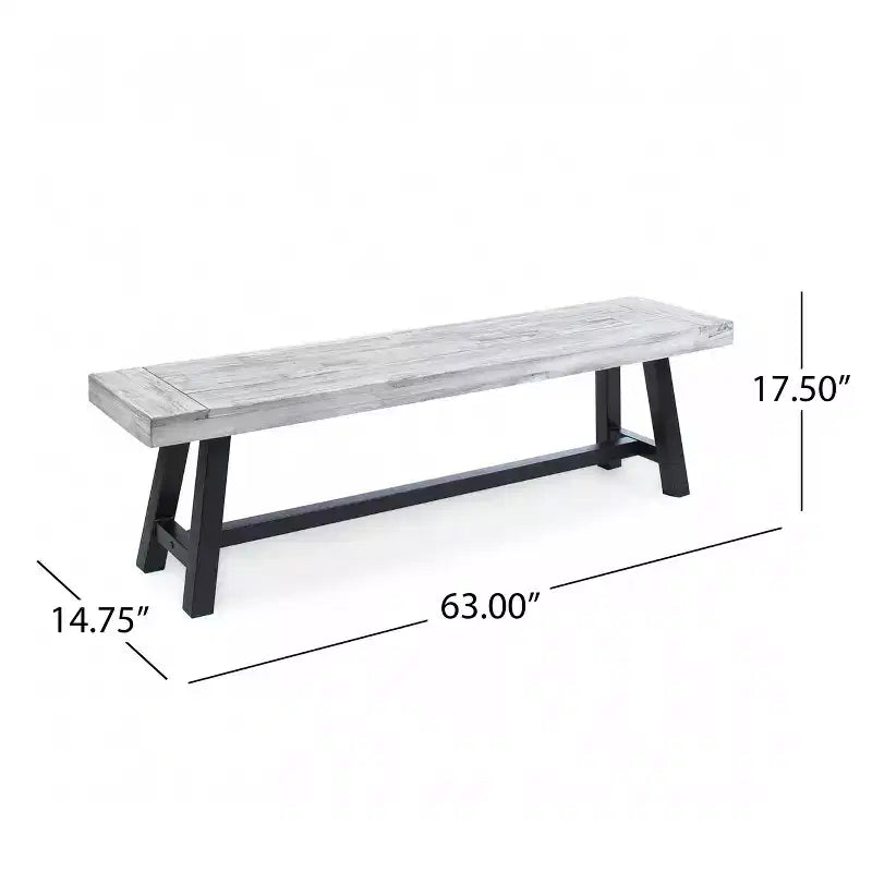 Christopher Knight Home Bowman Outdoor Acacia Wood 63 W Bench with Iron Legs
