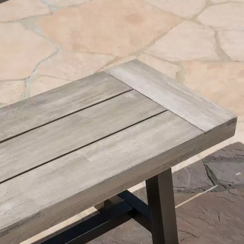 Christopher Knight Home Bowman Outdoor Acacia Wood 63 W Bench with Iron Legs