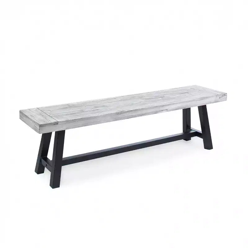 Christopher Knight Home Bowman Outdoor Acacia Wood 63 W Bench with Iron Legs
