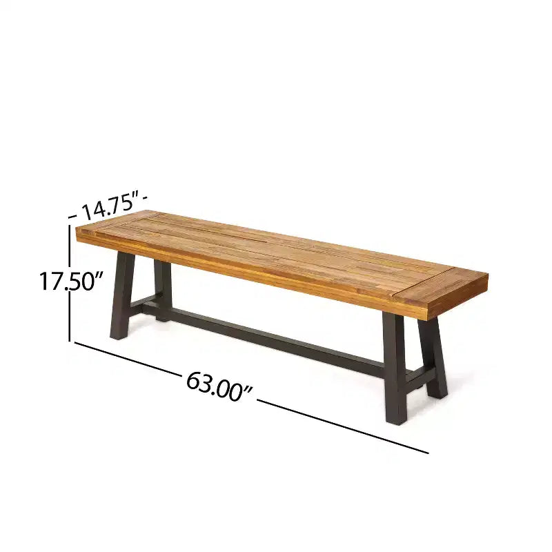 Christopher Knight Home Bowman Outdoor Acacia Wood 63 W Bench with Iron Legs