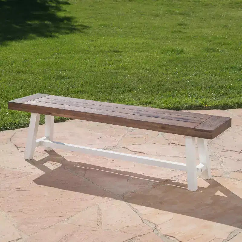 Christopher Knight Home Bowman Outdoor Acacia Wood 63 W Bench with Iron Legs