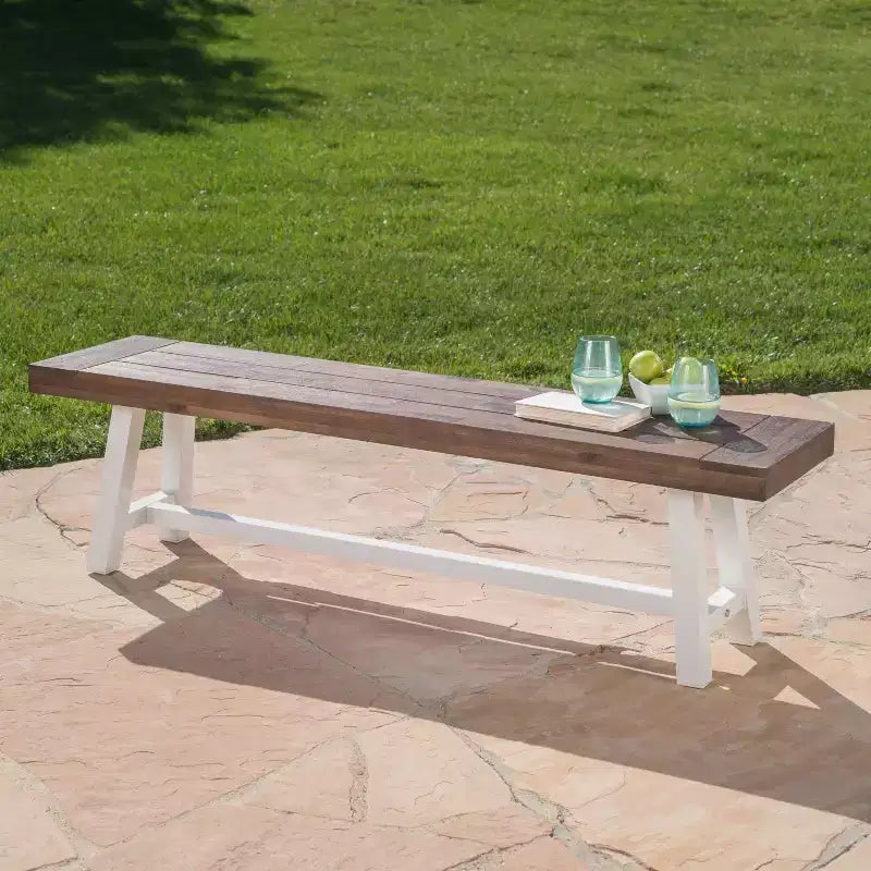 Christopher Knight Home Bowman Outdoor Acacia Wood 63 W Bench with Iron Legs