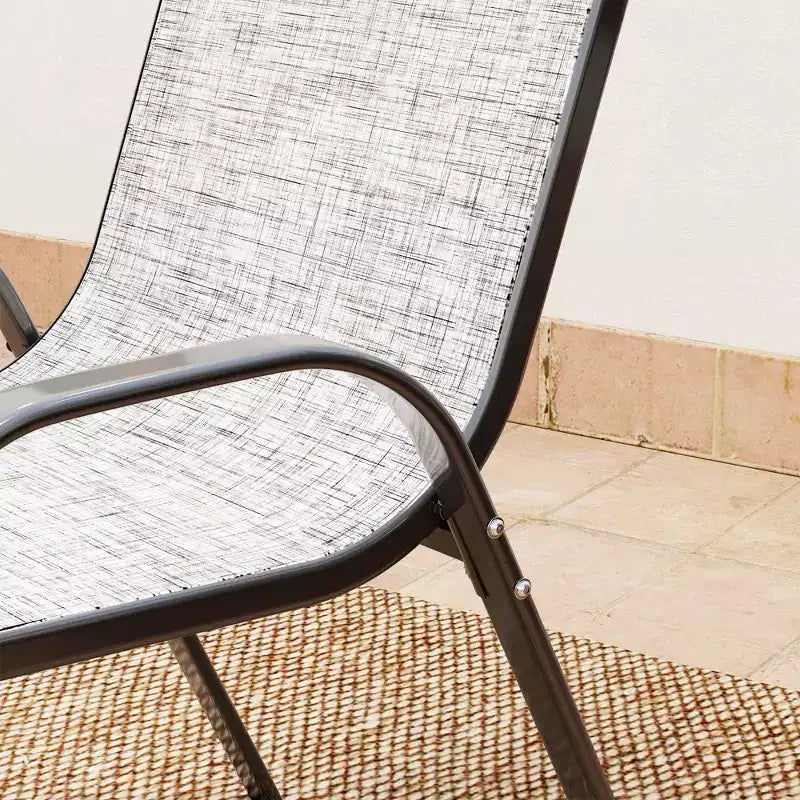 Outsunny 3 Pieces Outdoor Bistro Set, Patio Furniture with Stackable Chairs and Glass Table, High Back Small Patio Set for Balcony, Porch