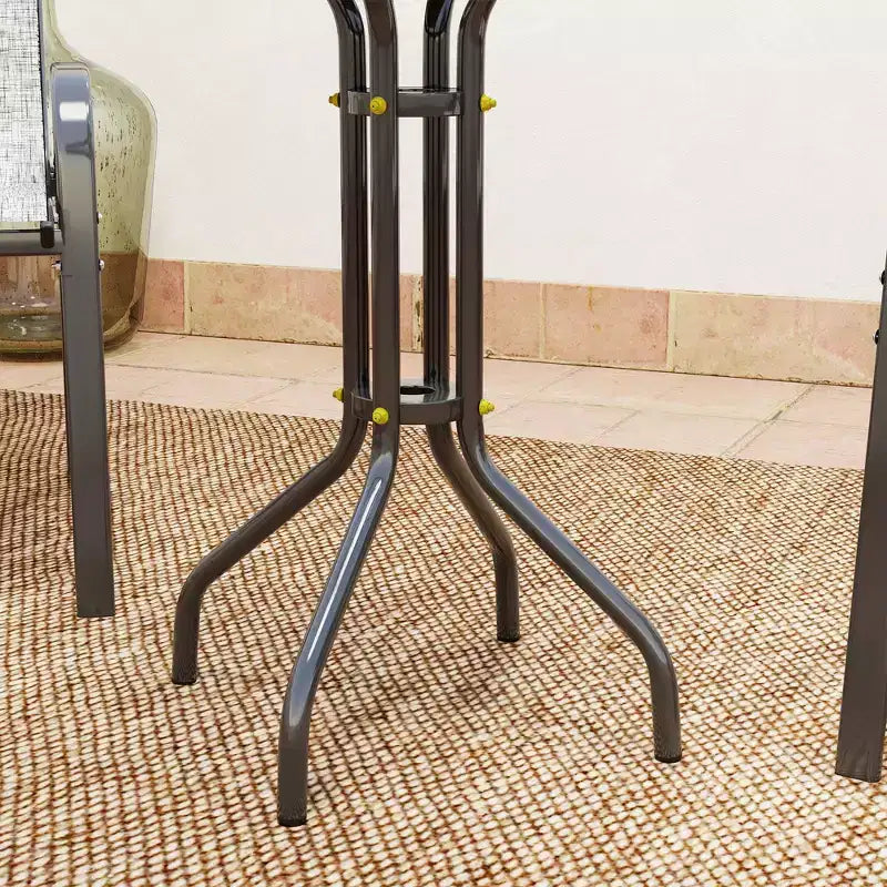 Outsunny 3 Pieces Outdoor Bistro Set, Patio Furniture with Stackable Chairs and Glass Table, High Back Small Patio Set for Balcony, Porch