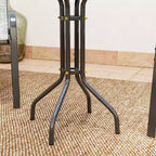 Outsunny 3 Pieces Outdoor Bistro Set, Patio Furniture with Stackable Chairs and Glass Table, High Back Small Patio Set for Balcony, Porch