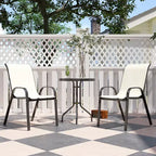 Outsunny 3 Pieces Outdoor Bistro Set, Patio Furniture with Stackable Chairs and Glass Table, High Back Small Patio Set for Balcony, Porch