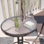 Outsunny 3 Pieces Outdoor Bistro Set, Patio Furniture with Stackable Chairs and Glass Table, High Back Small Patio Set for Balcony, Porch